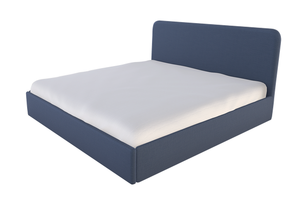 Moss Home Detroit King Bed - Modern Minimalist Design With Sleek Low-profile Headboard For Contemporary Style Indigo 54% Polyester 36% Viscose 10% Linen Detr-bed-kin-offind