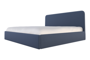 Moss Home Detroit King Bed - Modern Minimalist Design With Sleek Low-profile Headboard For Contemporary Style Indigo 54% Polyester 36% Viscose 10% Linen Detr-bed-kin-offind