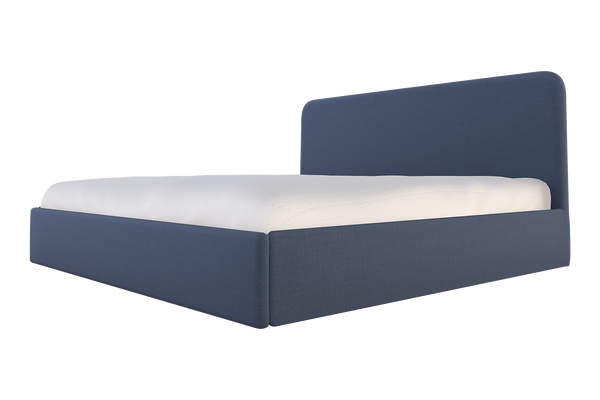 Moss Home Detroit King Bed - Modern Minimalist Design With Sleek Low-profile Headboard For Contemporary Style Indigo 54% Polyester 36% Viscose 10% Linen Detr-bed-kin-offind