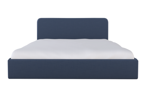 Moss Home Detroit King Bed - Modern Minimalist Design With Sleek Low-profile Headboard For Contemporary Style Indigo 54% Polyester 36% Viscose 10% Linen Detr-bed-kin-offind