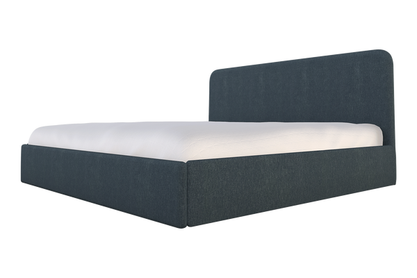 Moss Home Detroit King Bed – Modern Minimalism With Sleek Sophistication For A Contemporary Bedroom Design Denim 100% Polyester Detr-bed-kin-shoden