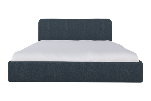 Moss Home Detroit King Bed – Modern Minimalism With Sleek Sophistication For A Contemporary Bedroom Design Denim 100% Polyester Detr-bed-kin-shoden