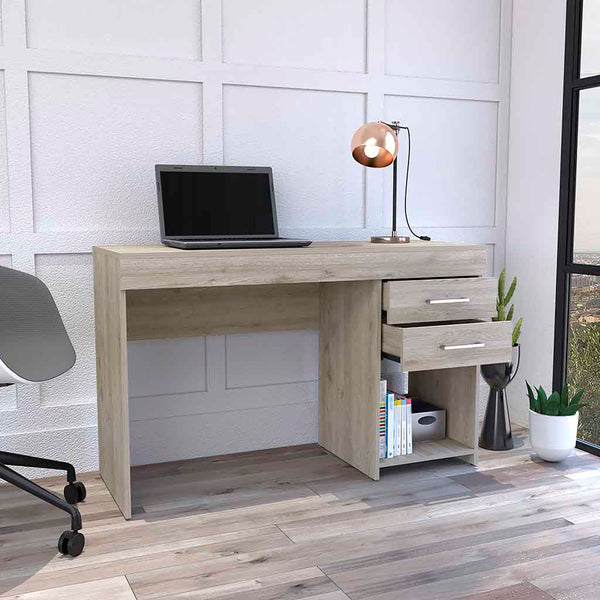 English Elm Computer desk with 3 drawers and shelf – compact 47.4" workspace, particleboard build, organized storage solution Gray 51.18 L x 21.65 W x 6.69 H B097133089