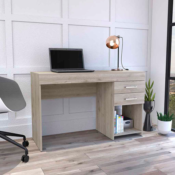 English Elm Computer desk with 3 drawers and shelf – compact 47.4" workspace, particleboard build, organized storage solution Gray 51.18 L x 21.65 W x 6.69 H B097133089