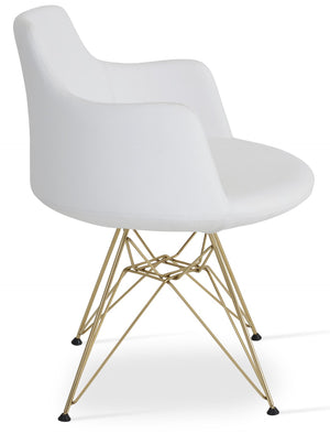 Soho Concept Dervish Tower Armchair - Stylish Soft White Leatherette Dining Chair With Gold Base Upgrade, 2-year Guarantee White,Gold  Soho-concept-dining-chair-02308