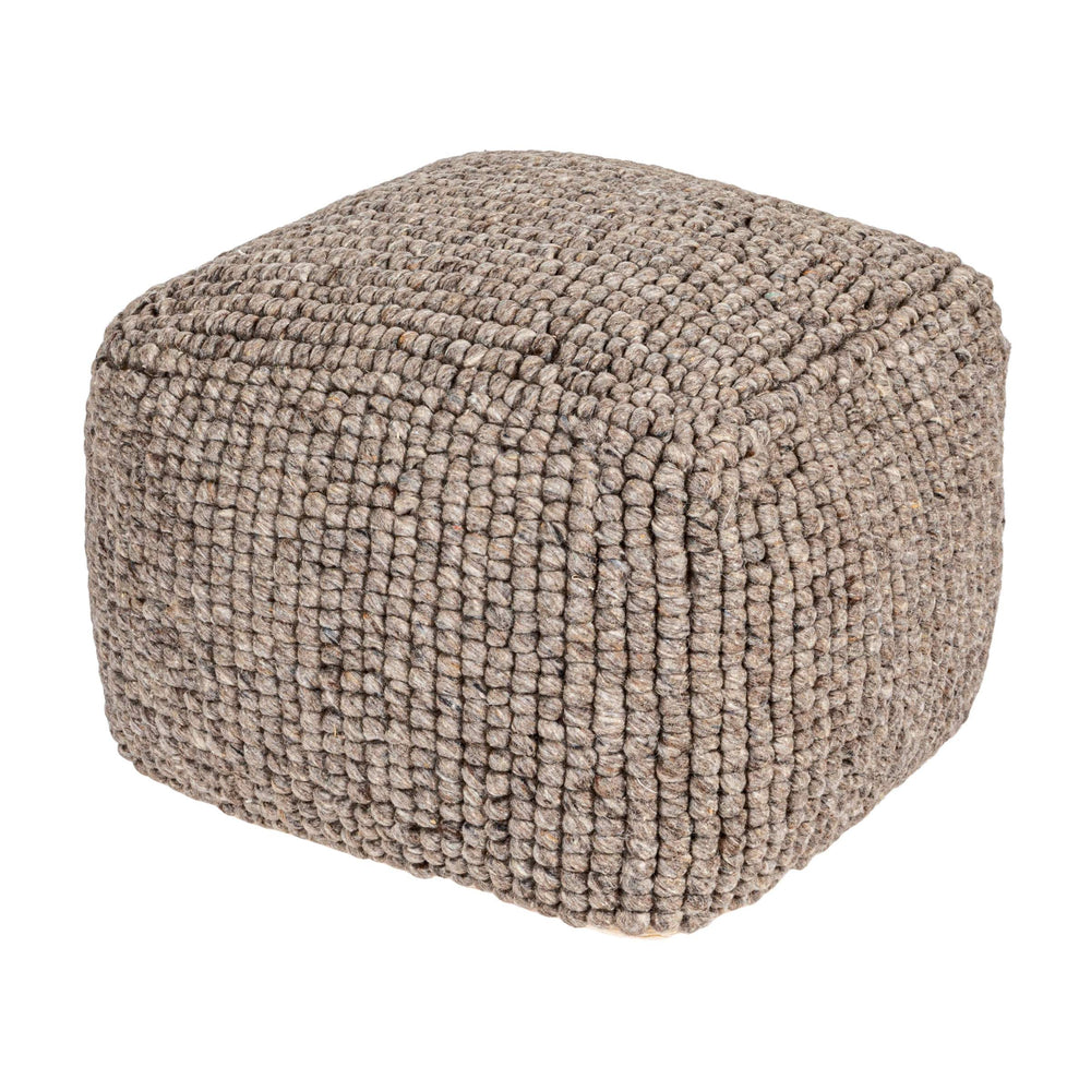 Rowena Interiors New Zealand Wool Cotton Blend Square Pouf Neutral Organic Texture Bohemian Farmhouse Grey DF0679