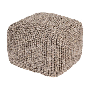 Rowena Interiors New Zealand Wool Cotton Blend Square Pouf Neutral Organic Texture Bohemian Farmhouse Grey DF0679