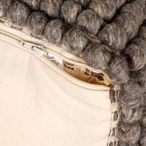 Rowena Interiors New Zealand Wool Cotton Blend Square Pouf Neutral Organic Texture Bohemian Farmhouse Grey DF0679
