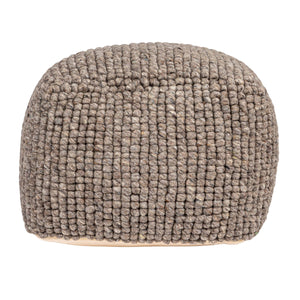 Rowena Interiors New Zealand Wool Cotton Blend Square Pouf Neutral Organic Texture Bohemian Farmhouse Grey DF0679