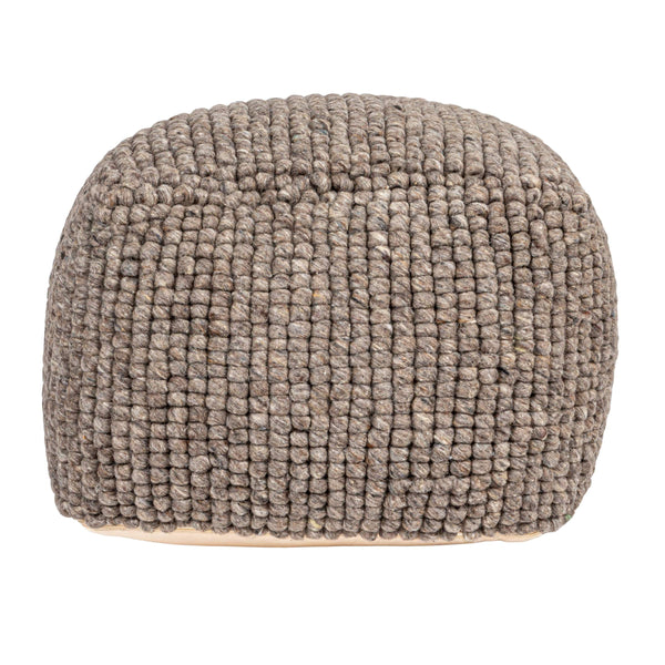 Rowena Interiors New Zealand Wool Cotton Blend Square Pouf Neutral Organic Texture Bohemian Farmhouse Grey DF0679