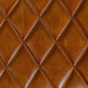 Rowena Interiors Diamond-Stitched Genuine Leather Upholstered Bench with Solid Mango Wood Legs for Entryway Brown DF0775