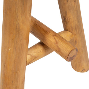 Rowena Interiors Woven Mendong Fiber and Solid Teak Rectangular Stool for Coastal Bohemian Interiors DF3117