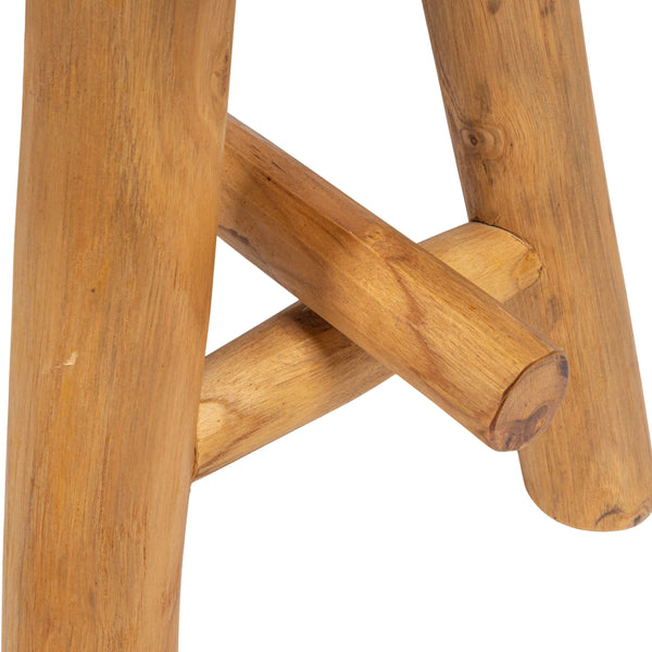 Rowena Interiors Woven Mendong Fiber and Solid Teak Rectangular Stool for Coastal Bohemian Interiors DF3117