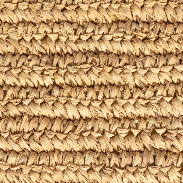 Rowena Interiors Woven Mendong Fiber and Solid Teak Rectangular Stool for Coastal Bohemian Interiors DF3117