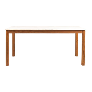 Rowena Interiors Teak Solid Wood Console Table with Genuine Marble Top for Entryway or Living Room Walnut Finish DF3669MC