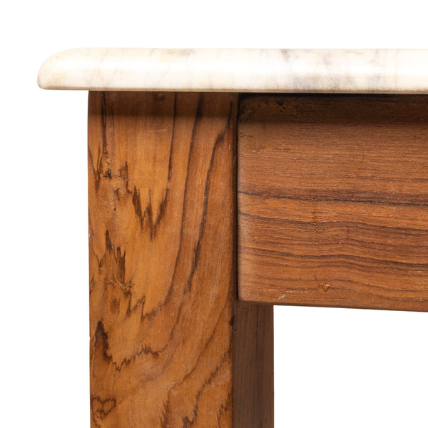 Rowena Interiors Teak Solid Wood Console Table with Genuine Marble Top for Entryway or Living Room Walnut Finish DF3669MC