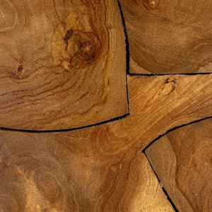 Rowena Interiors Rectangular Solid Teak Root Coffee Table Organic Live Edge Low Profile Living Room DF4854