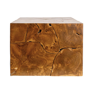 Rowena Interiors Rectangular Solid Teak Root Coffee Table Organic Live Edge Low Profile Living Room DF4854