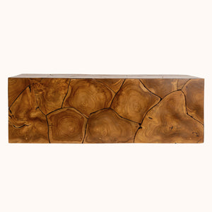 Rowena Interiors Rectangular Solid Teak Root Coffee Table Organic Live Edge Low Profile Living Room DF4854