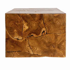Rowena Interiors Rectangular Solid Teak Root Coffee Table Organic Live Edge Low Profile Living Room DF4854