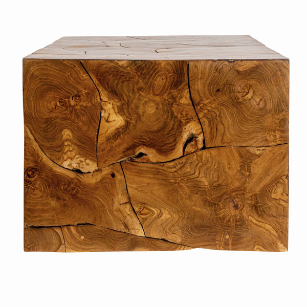 Rowena Interiors Rectangular Solid Teak Root Coffee Table Organic Live Edge Low Profile Living Room DF4854