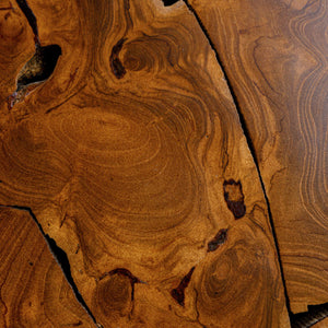 Rowena Interiors Rectangular Solid Teak Root Coffee Table Organic Live Edge Low Profile Living Room DF4854