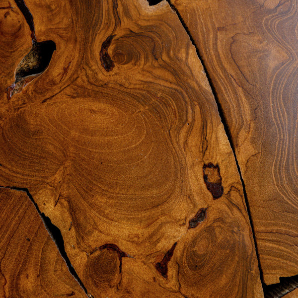 Rowena Interiors Rectangular Solid Teak Root Coffee Table Organic Live Edge Low Profile Living Room DF4854