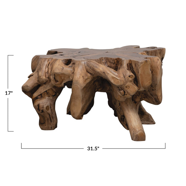 Rowena Interiors Teak Root Reclaimed Wood Round Coffee Table Sculptural Living Room Statement Piece DF4855