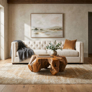 Rowena Interiors Teak Root Reclaimed Wood Round Coffee Table Sculptural Living Room Statement Piece DF4855