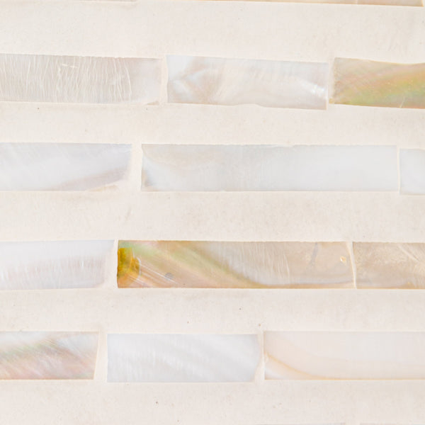 Rowena Interiors Mother of Pearl Mosaic Console Table Iridescent Seashell Waterfall Design for Entryways DF5900