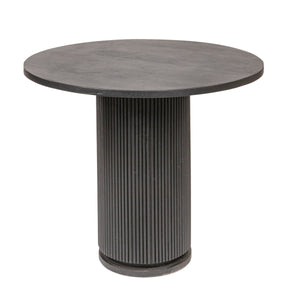 Rowena Interiors Fluted Mango Wood Round Pedestal Dining Table for Compact Minimalist Spaces Black DF5919MC