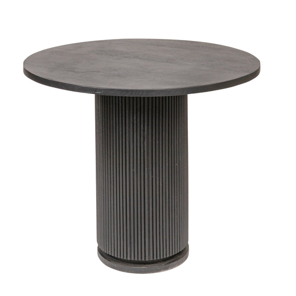 Rowena Interiors Fluted Mango Wood Round Pedestal Dining Table for Compact Minimalist Spaces Black DF5919MC