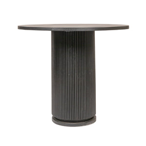 Rowena Interiors Fluted Mango Wood Round Pedestal Dining Table for Compact Minimalist Spaces Black DF5919MC