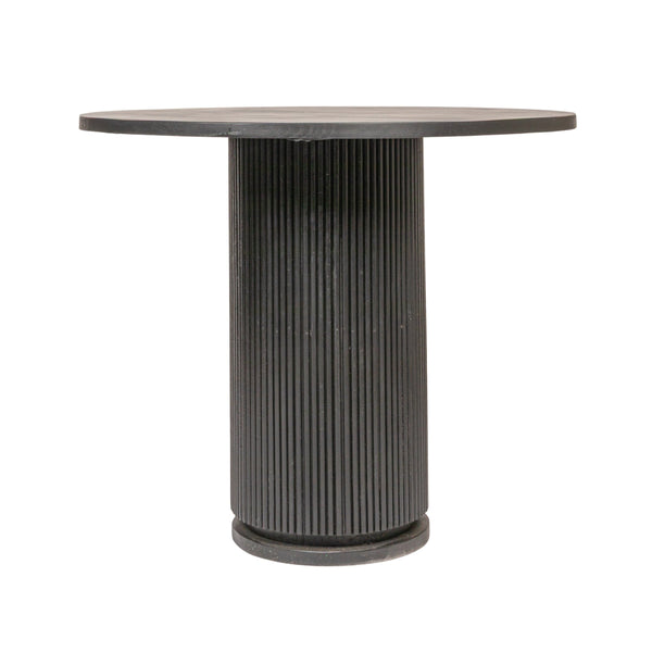 Rowena Interiors Fluted Mango Wood Round Pedestal Dining Table for Compact Minimalist Spaces Black DF5919MC