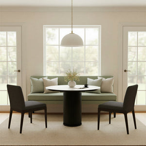 Rowena Interiors Fluted Mango Wood Round Pedestal Dining Table for Compact Minimalist Spaces Black DF5919MC