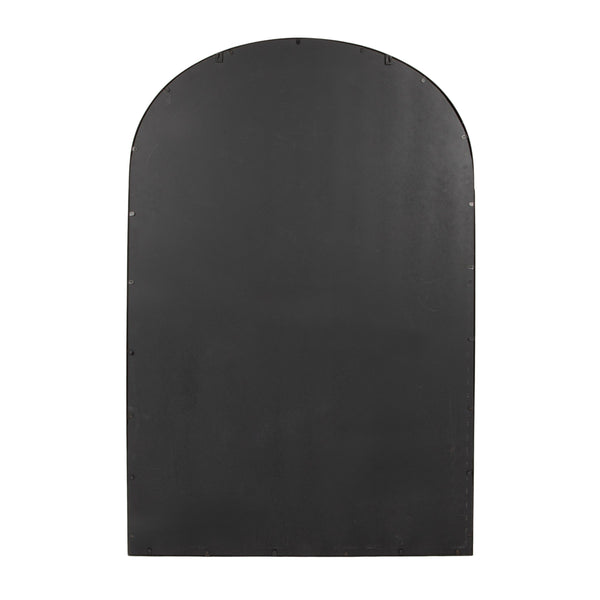 Rowena Interiors Arched Matte Metal Floor Mirror with Reclaimed Wood Frame for Modern Entryway Decor Black DF6299