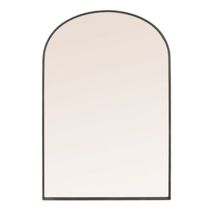 Rowena Interiors Arched Matte Metal Floor Mirror with Reclaimed Wood Frame for Modern Entryway Decor Black DF6299
