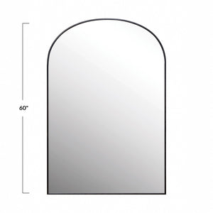 Rowena Interiors Arched Matte Metal Floor Mirror with Reclaimed Wood Frame for Modern Entryway Decor Black DF6299