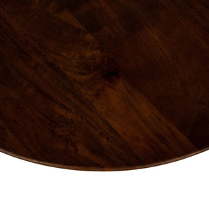 Rowena Interiors Mango Wood Round Coffee Table Solid Dark Walnut Finish Rustic Farmhouse Living Room DF6564MC