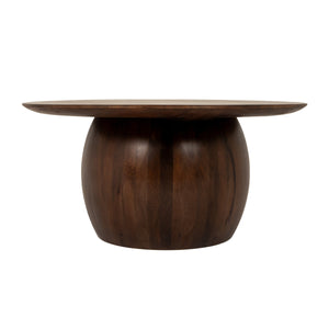 Rowena Interiors Mango Wood Round Coffee Table Solid Dark Walnut Finish Rustic Farmhouse Living Room DF6564MC