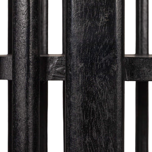 Rowena Interiors Slatted Mango Wood Bookcase with Four Open Shelves for Bohemian or Farmhouse Decor Black DF7880