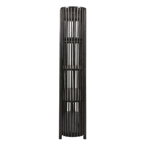 Rowena Interiors Slatted Mango Wood Bookcase with Four Open Shelves for Bohemian or Farmhouse Decor Black DF7880