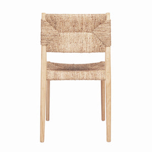 Rowena Interiors Woven Water Hyacinth Rubberwood Dining Accent Chair Set Bohemian Natural Seating DF8473SET