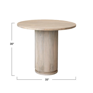 Rowena Interiors Fluted Mango Wood Round Pedestal Dining Table for Compact Minimalist Spaces Natural DF9037MC