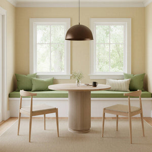 Rowena Interiors Fluted Mango Wood Round Pedestal Dining Table for Compact Minimalist Spaces Natural DF9037MC