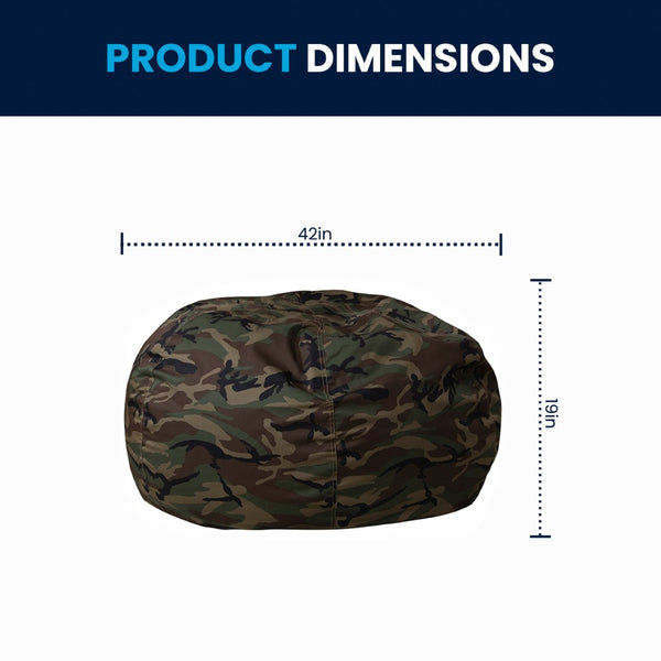 English Elm Duncan Oversized Refillable Bean Bag Chair - Ultimate Comfort for Gaming, Lounging, and Relaxation Camouflage DG-BEAN-LARGE-CAMO-GG
