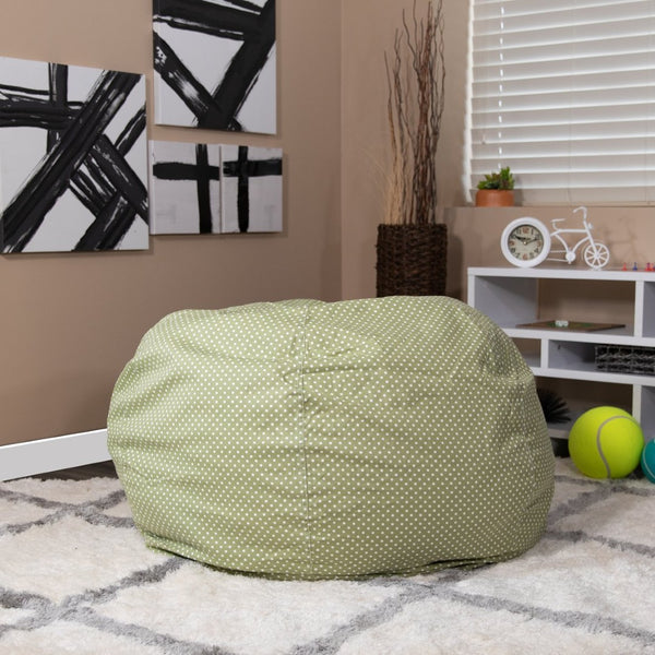 English Elm Duncan Oversized Refillable Bean Bag Chair - Ultimate Comfort for Gaming, Lounging, and Relaxation Green Dot DG-BEAN-LARGE-DOT-GRN-GG