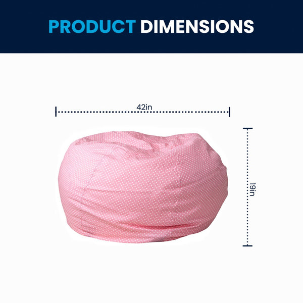 English Elm Duncan Oversized Refillable Bean Bag Chair - Ultimate Comfort for Gaming, Lounging, and Relaxation Light Pink Dot DG-BEAN-LARGE-DOT-PK-GG