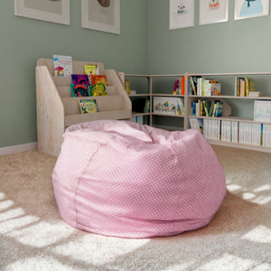English Elm Duncan Oversized Refillable Bean Bag Chair - Ultimate Comfort for Gaming, Lounging, and Relaxation Light Pink Dot DG-BEAN-LARGE-DOT-PK-GG