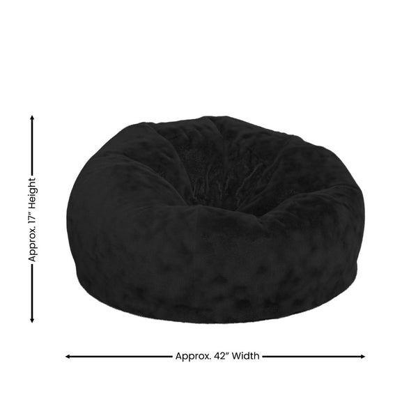English Elm Duncan Oversized Refillable Bean Bag Chair - Ultimate Comfort for Gaming, Lounging, and Relaxation Black Furry DG-BEAN-LARGE-FUR-BK-GG